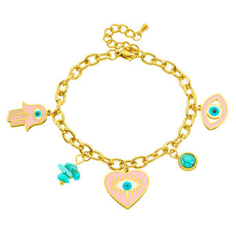 "Evil Eyes" Bracelet, 18K Gold Plated Steel