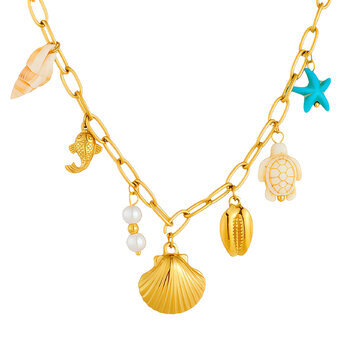 "Seashells" Necklace, 18K Gold Plated Steel