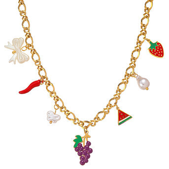 "Grape" Necklace, 18K Gold Plated Steel