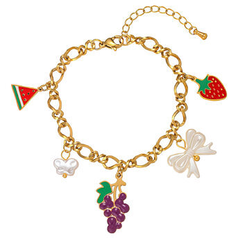 "Strawberry" Bracelet, 18K Gold Plated Steel