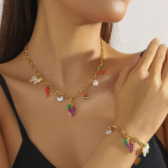 "Strawberry" Bracelet, 18K Gold Plated Steel