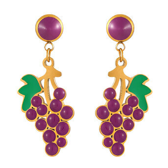 "Grape" Earrings, 18K Gold Plated Steel
