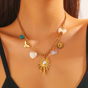 Necklace, 18K Gold Plated Steel