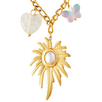 Necklace, 18K Gold Plated Steel