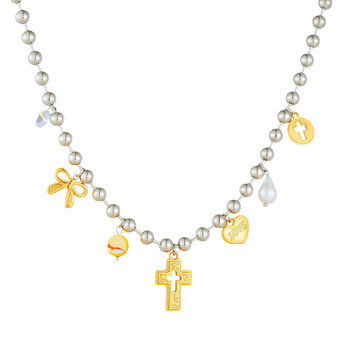 "Cross" Necklace, 18K Gold Plated Steel
