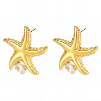 "Starfishes" Earrings, 18K Gold Plated Steel