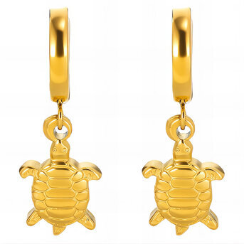 "Turtles" Earrings, 18K Gold Plated Steel