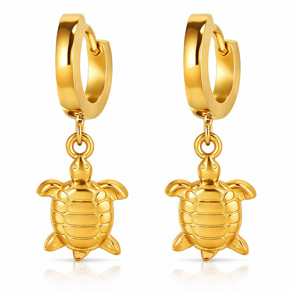 "Turtles" Earrings, 18K Gold Plated Steel