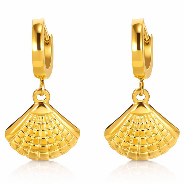 "Seashells" Earrings, 18K Gold Plated Steel