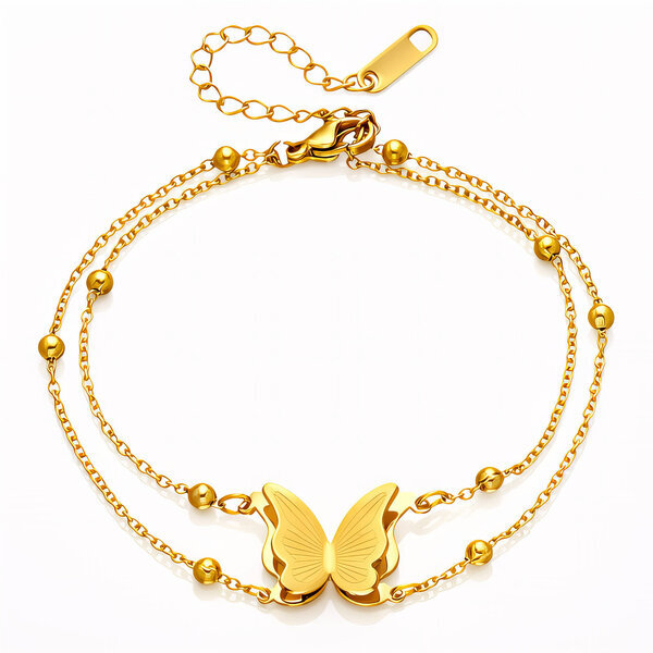 "Butterfly" Bracelet, 18K Gold Plated Steel