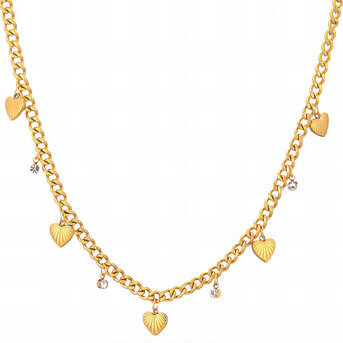 "Hearts" Necklace, 18K Gold Plated Steel