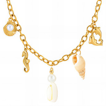 "Seashells" Necklace, 18K Gold Plated Steel