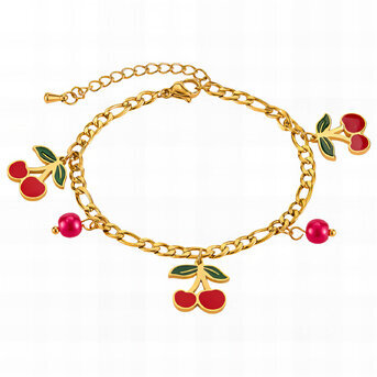 "Cherry" Bracelet, 18K Gold Plated Steel