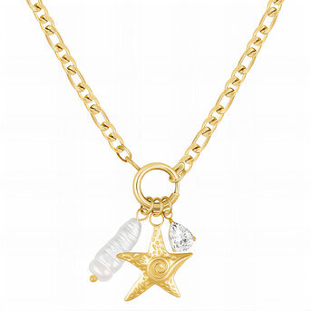 "Starfish" Necklace, 18K Gold Plated Steel