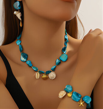 "Seashells" Necklace, 18K Gold Plated Steel