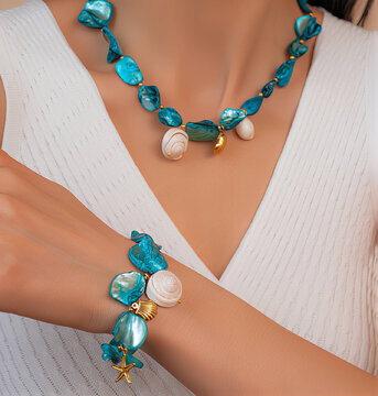 "Seashells" Necklace, 18K Gold Plated Steel