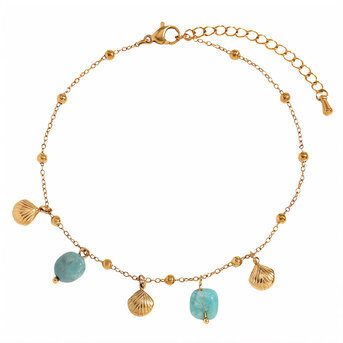 "Seashells" Anklet, 18K Gold Plated Steel