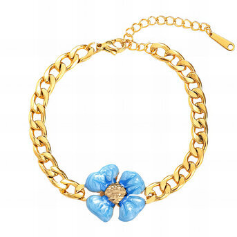 "Flower" Bracelet, 18K Gold Plated Steel
