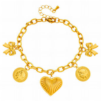 "Heart" Bracelet, 18K Gold Plated Steel