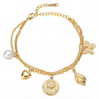 "Evil Eye" Bracelet, 18K Gold Plated Steel