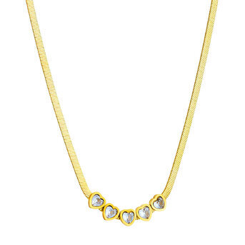 "Hearts" Necklace, 18K Gold Plated Steel
