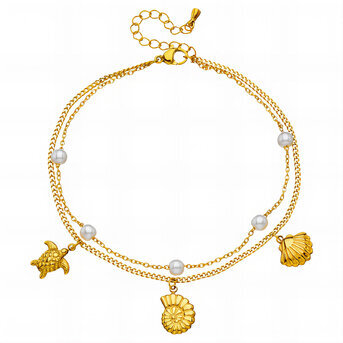 "Seashells" Anklet, 18K Gold Plated Steel