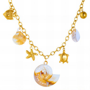 "Seashells" Necklace, 18K Gold Plated Steel