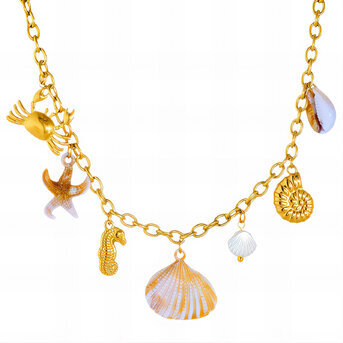 "Seashells" Necklace, 18K Gold Plated Steel