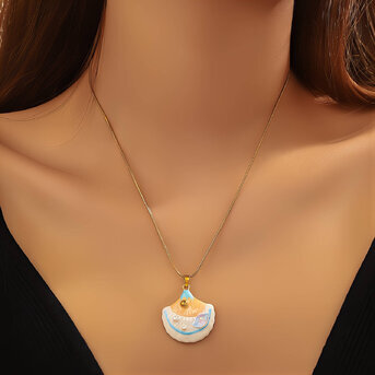 "Seashell" Necklace, 18K Gold Plated Steel