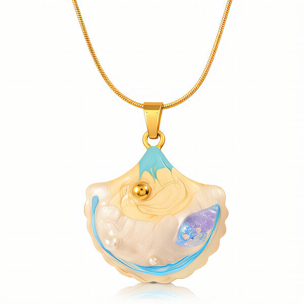"Seashell" Necklace, 18K Gold Plated Steel