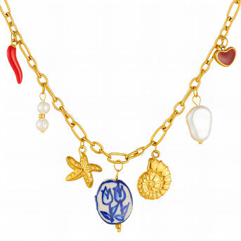 Necklace, 18K Gold Plated Steel