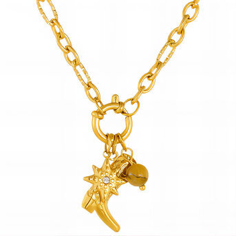 "Boot" Necklace, 18K Gold Plated Steel