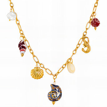 "Seashells" Necklace, 18K Gold Plated Steel