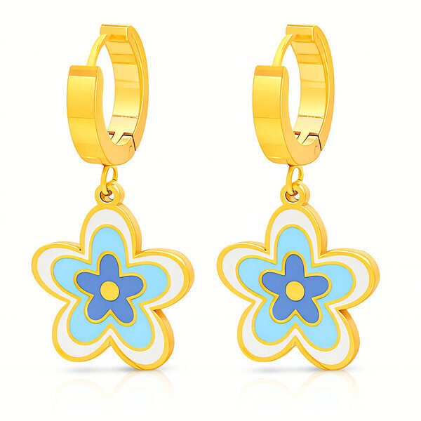 "Flowers" Earrings, 18K Gold Plated Steel