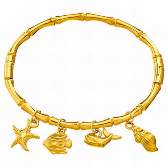 "Fish" Bracelet, 18K Gold Plated Steel