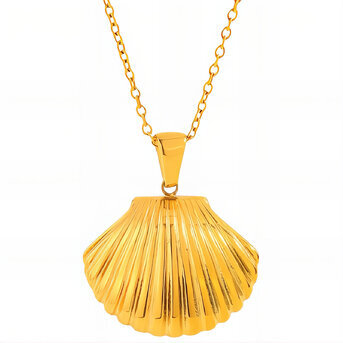 "Seashell" Necklace, 18K Gold Plated Steel