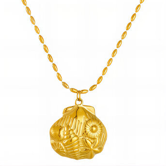 "Seashells" Necklace, 18K Gold Plated Steel