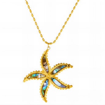 "Flower" Necklace, 18K Gold Plated Steel