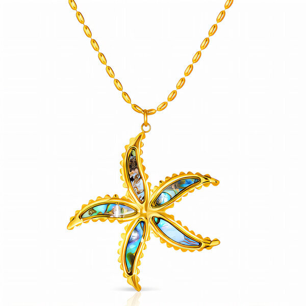 "Flower" Necklace, 18K Gold Plated Steel
