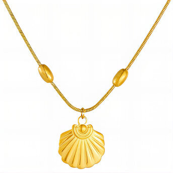 "Seashell" Necklace, 18K Gold Plated Steel