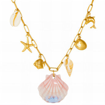 "Seashells" Necklace, 18K Gold Plated Steel