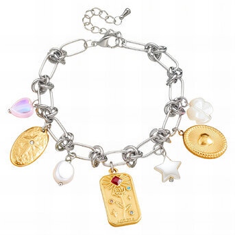"Flowers" Bracelet, 18K Gold Plated Steel
