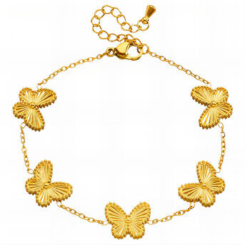 "Butterflies" Bracelet, 18K Gold Plated Steel