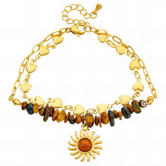 "Sun" Bracelet, 18K Gold Plated Steel