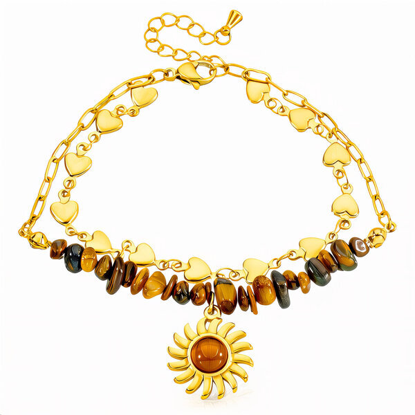 "Sun" Bracelet, 18K Gold Plated Steel