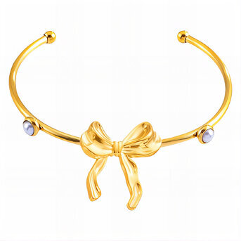 "Bow" Bracelet, 18K Gold Plated Steel