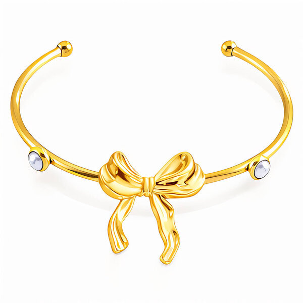 "Bow" Bracelet, 18K Gold Plated Steel