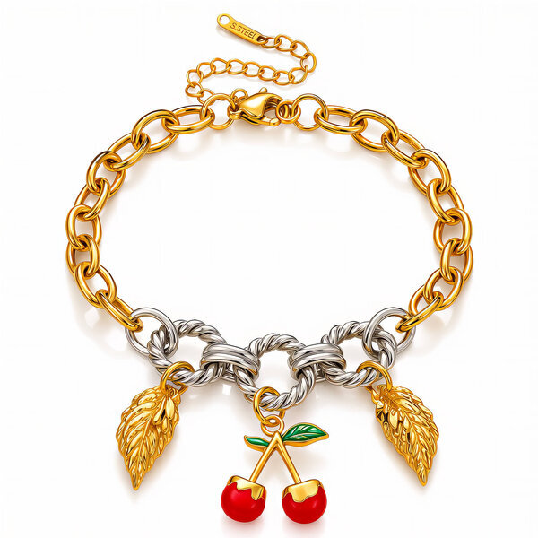 "Cherry" Bracelet, 18K Gold Plated Steel