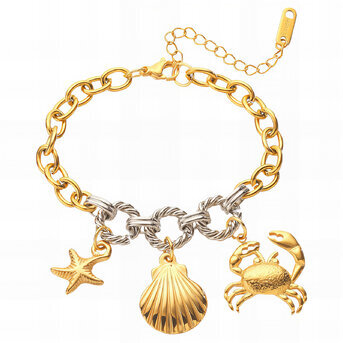 "Seashell" Bracelet, 18K Gold Plated Steel