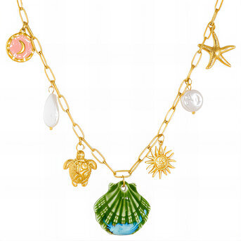 "Seashell" Necklace, 18K Gold Plated Steel